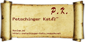 Petschinger Kató névjegykártya